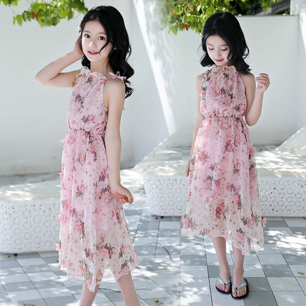 Vestido rosa de algodón para verano para bebés y niñas, Espíritu de fiesta