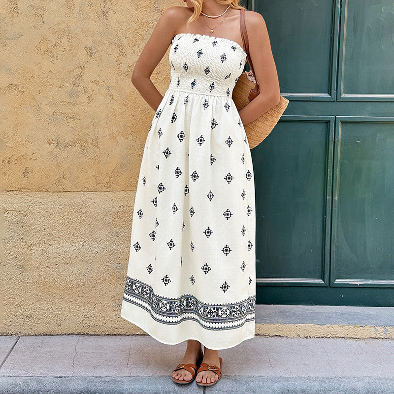 Draped Strapless Dress with Wrap Effect