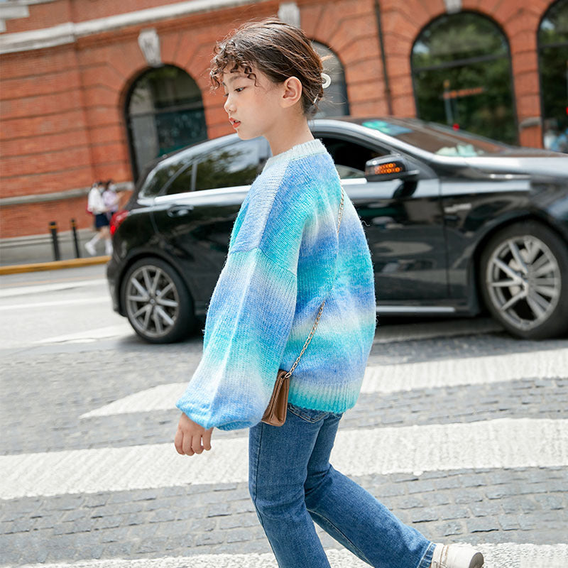 Girls’ Loose Korean-Style Pullover Sweater