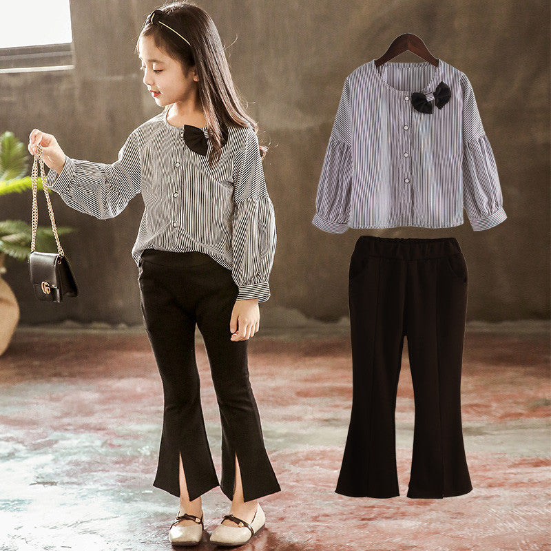 Girls’ Spring Bow Shirt & Pants Set
