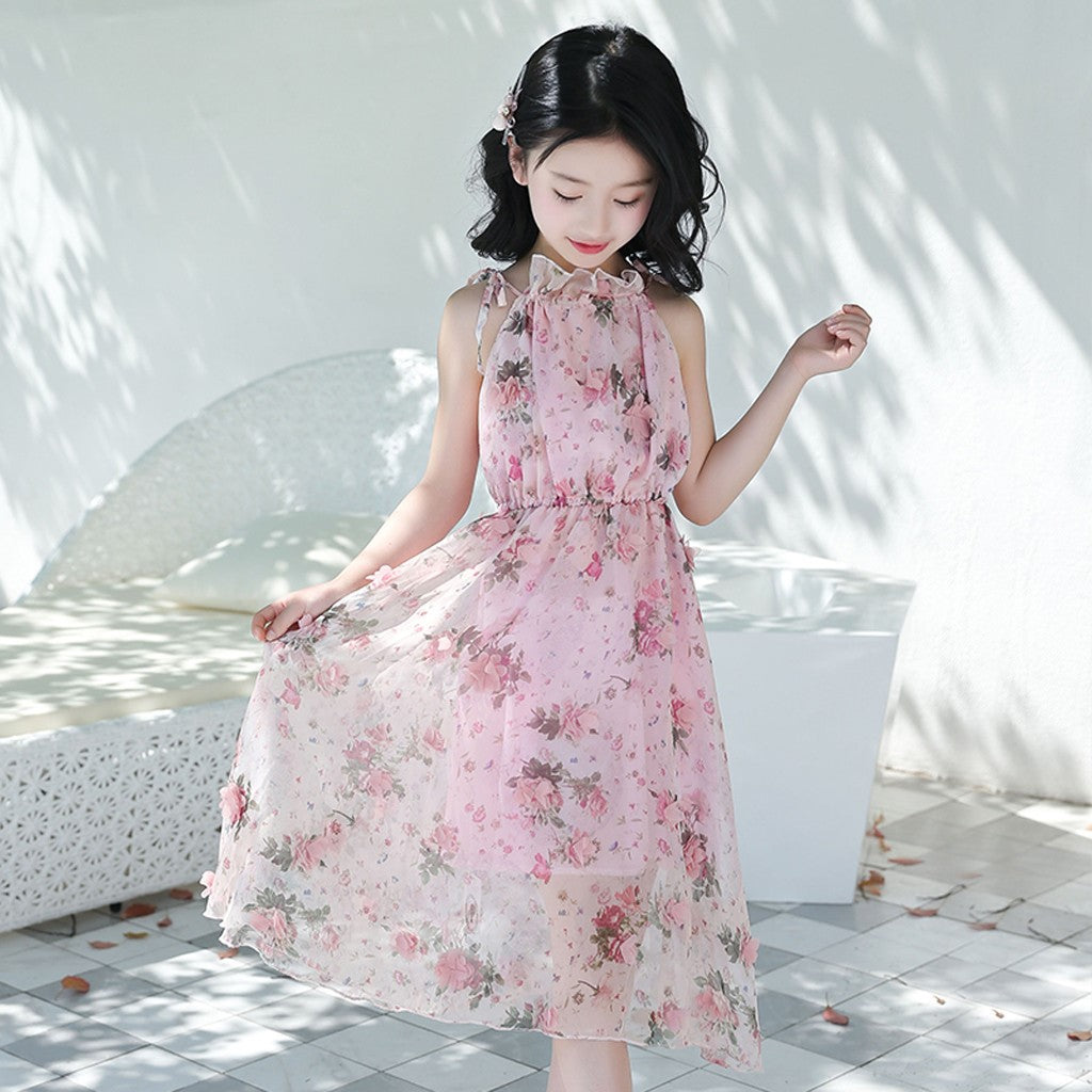 Vestido rosa de algodón para verano para bebés y niñas, Espíritu de fiesta