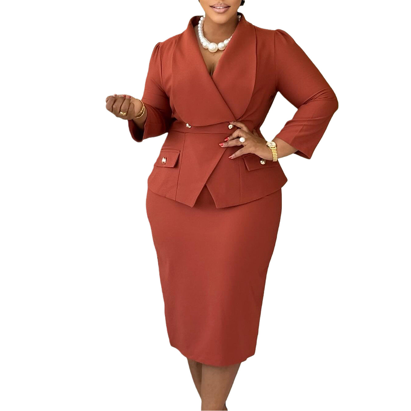 Women’s Elegant Belted Bodycon Midi Dress