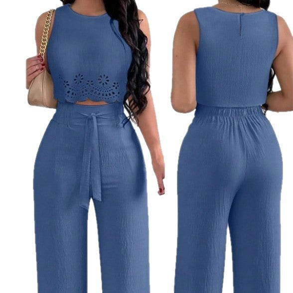 Floral Off-Shoulder Set and Tie-Front Pants