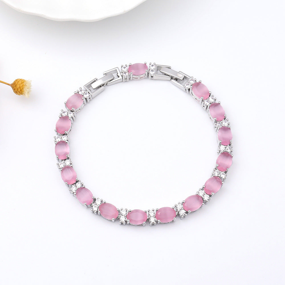 Pulsera sencilla de circonitas de cristal
