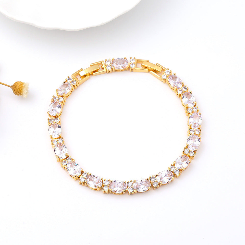 Pulsera sencilla de circonitas de cristal