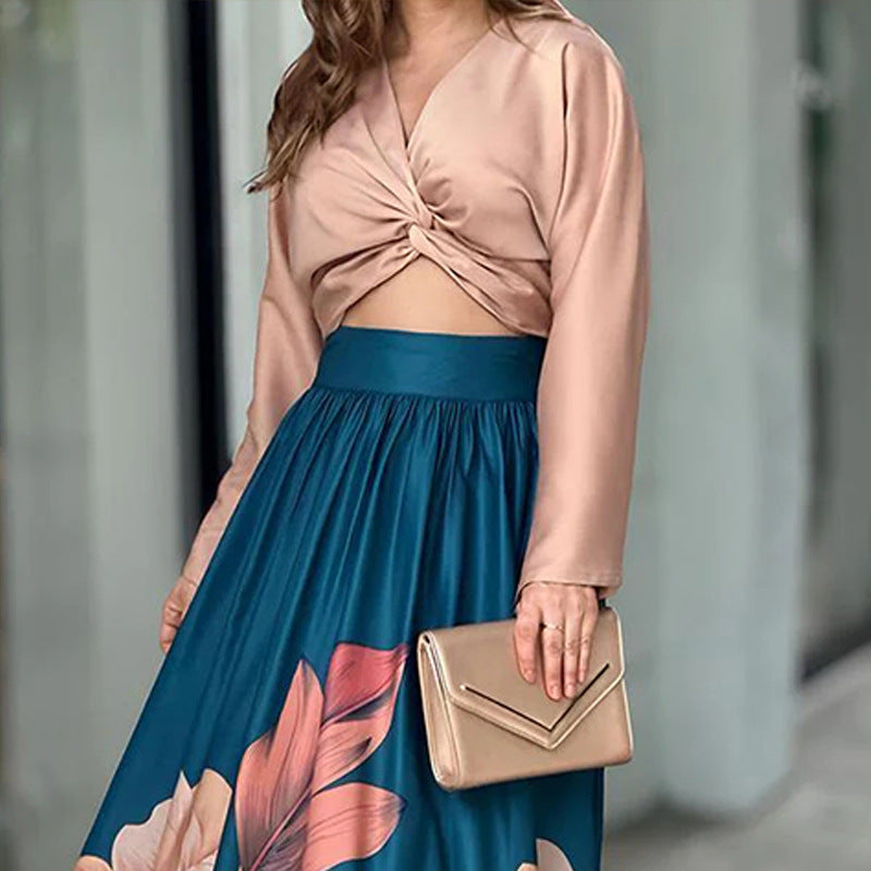 Printed Shirt and Elegant Long Skirt Set