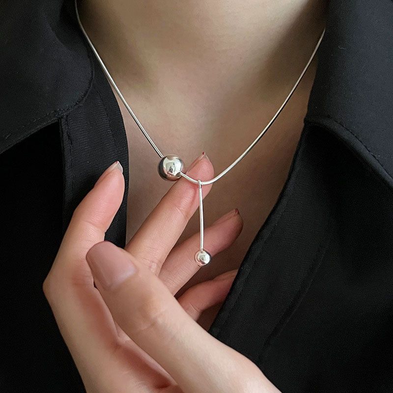 Silver Round Bead Necklace
