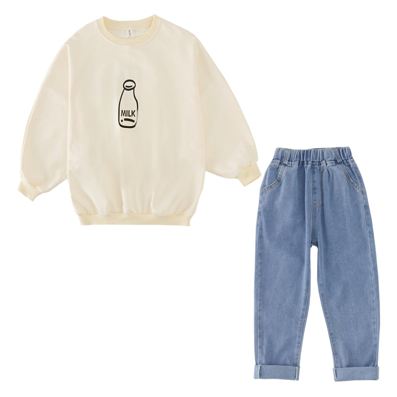 Girls’ Printed Top & Jeans Set