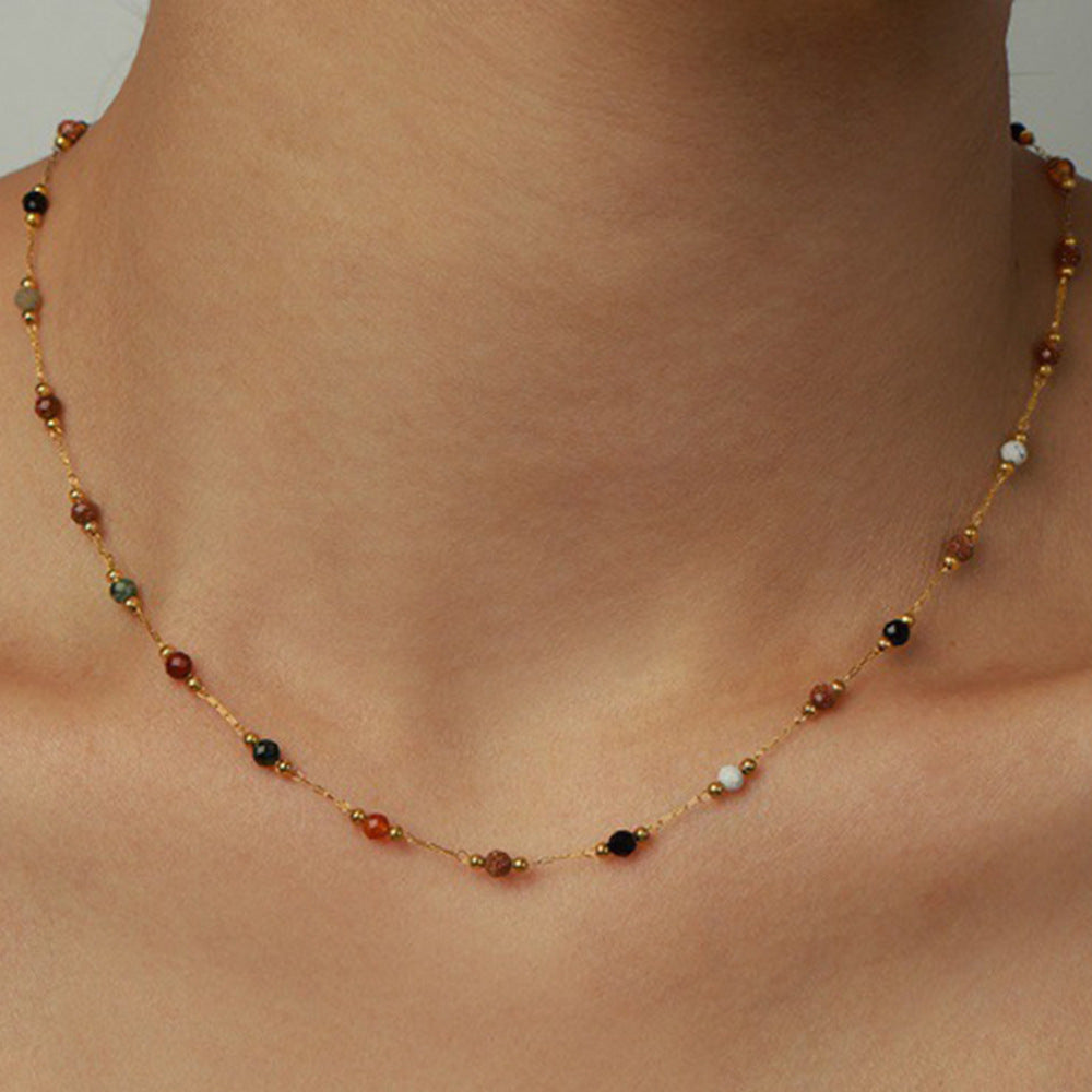 Natural Stone Heart Charm Bracelet