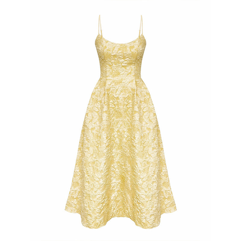 Jacquard Open Back Dress with Fitted Cut