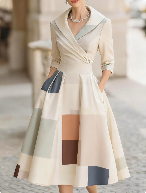 Vestido ajustado de largo medio con estampado floral