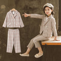 Girls’ Double-Breasted Plaid Suit Set