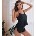 Conjunto de pijama de satén con tirantes finos para mujer