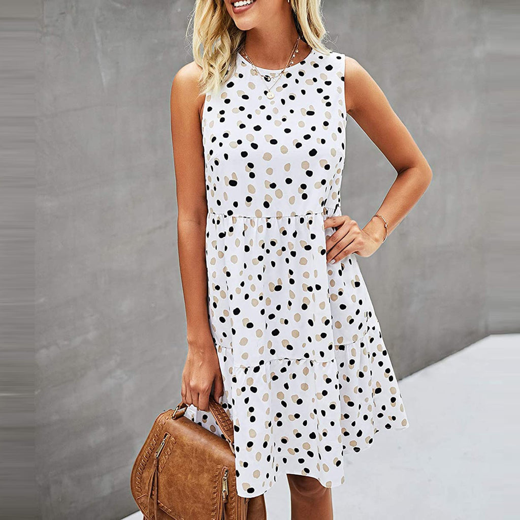Vestido de verano sin mangas de lunares con bolsillos