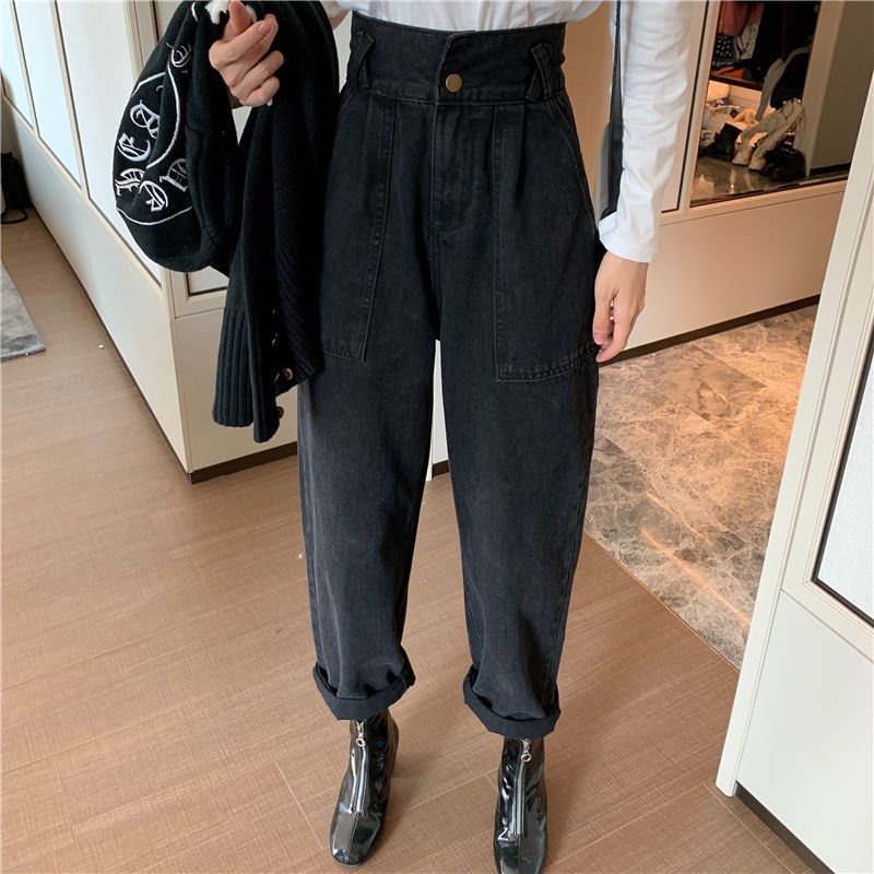 High-Waist Wide-Leg Straight-Cut Jeans
