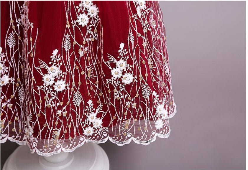 Embroidered Princess Dress with Small Flowers