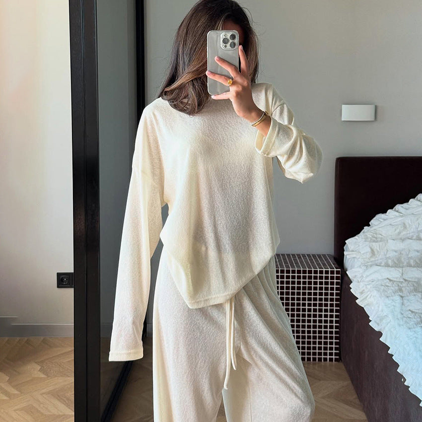 Soft Knit Pajama Set with Long Sleeve Top and Pants