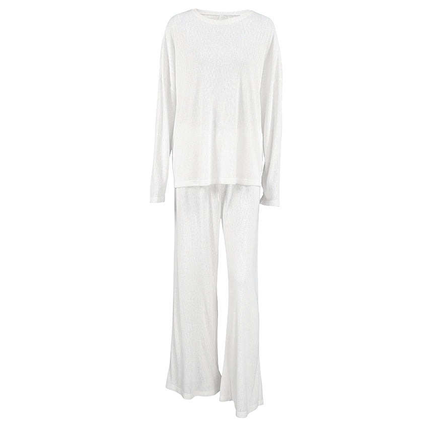 Soft Knit Pajama Set with Long Sleeve Top and Pants