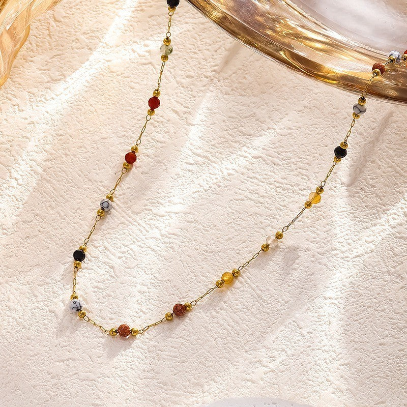 Pulsera con dije de corazón de piedra natural