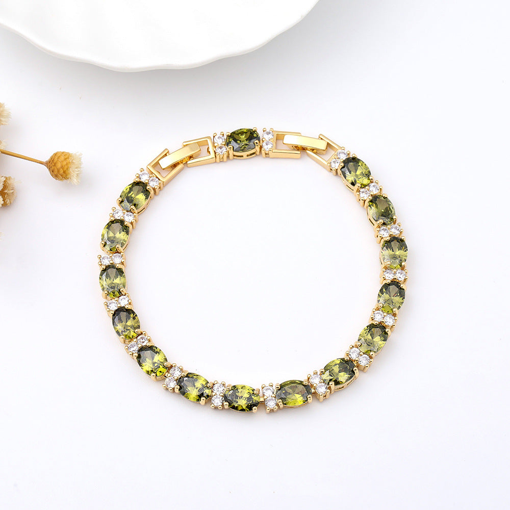 Pulsera sencilla de circonitas de cristal
