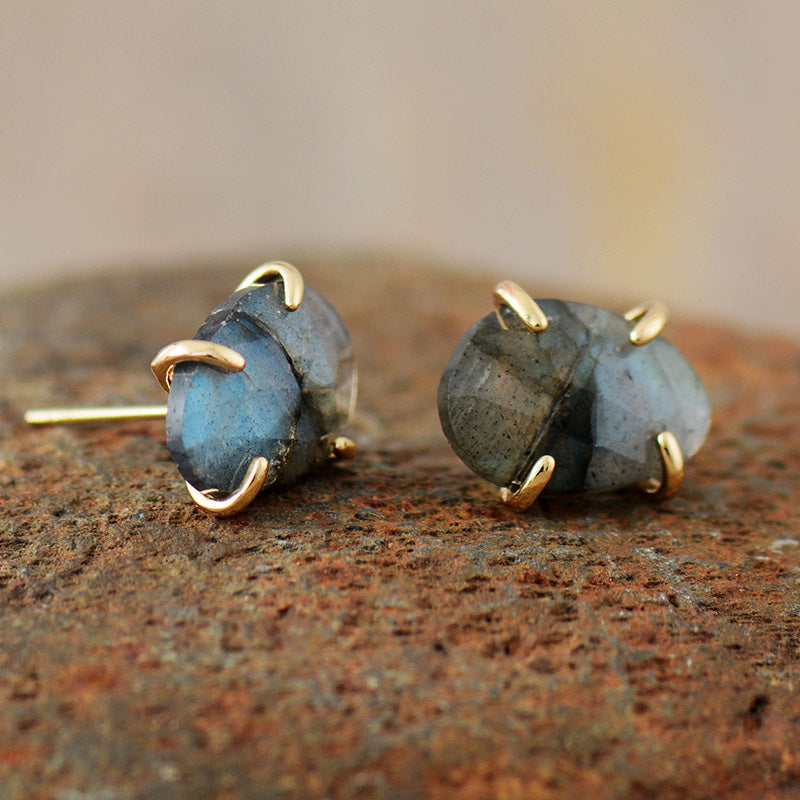 Pendientes de cristal en tono labradorita