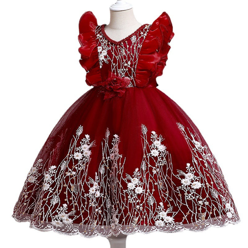 Embroidered Princess Dress with Small Flowers
