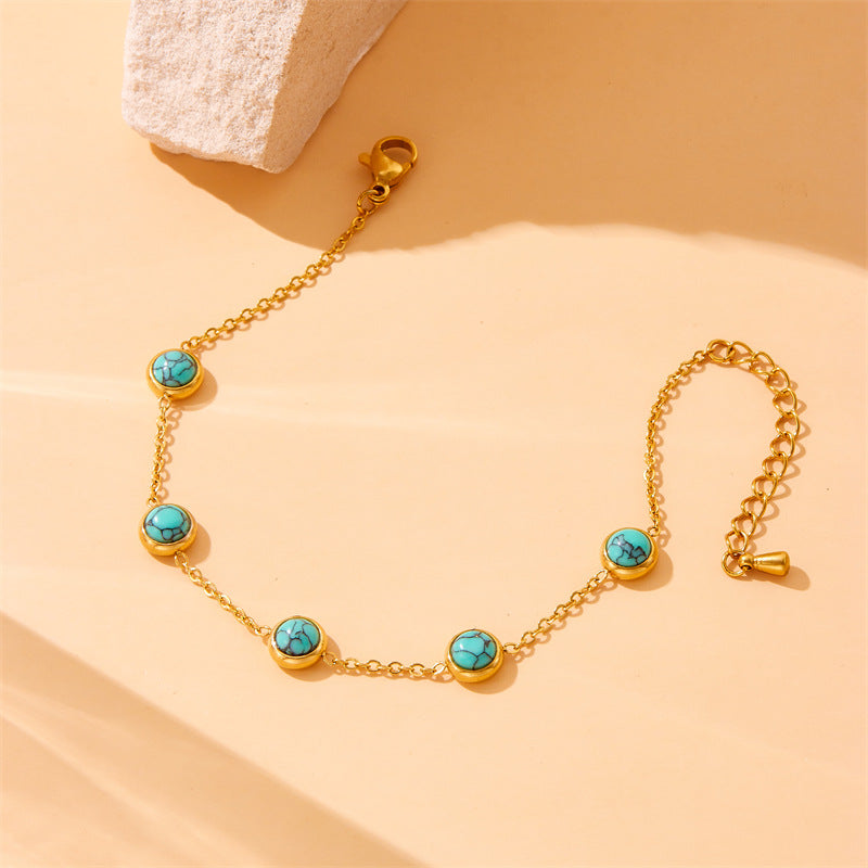 Juego de joyas de acero inoxidable con turquesa azul