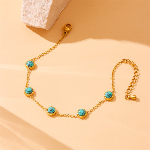 Juego de joyas de acero inoxidable con turquesa azul