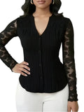 Hollow-Out V-Neck Long Sleeve Cardigan for Women