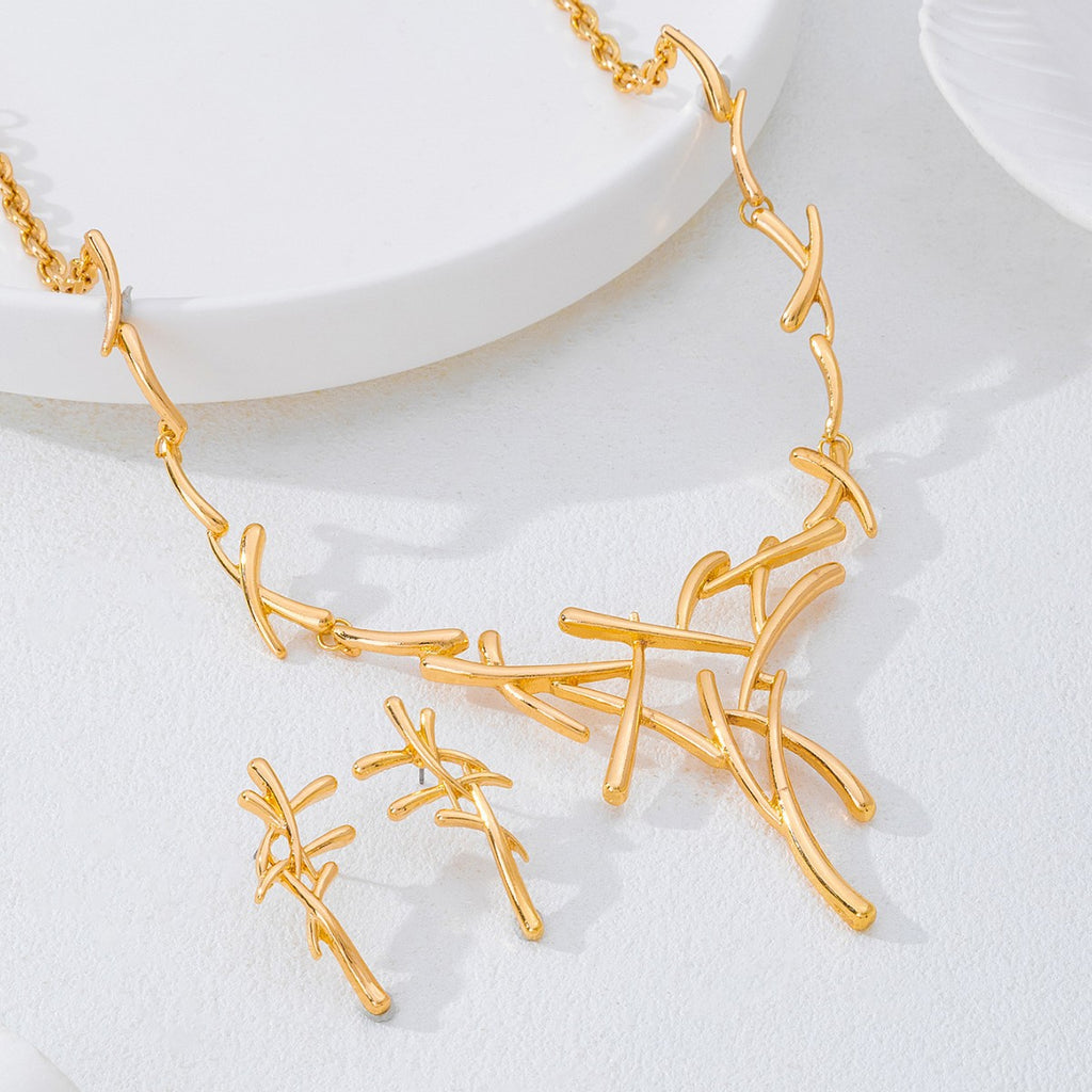 Gold Line Elegance Necklace and Earrings Set