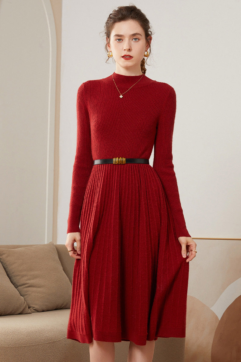 Vestido Sólido de Largo Medio, Elegante y Cómodo