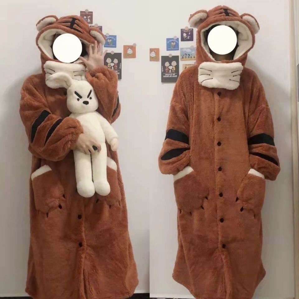 Conjunto de Pijama de Estampado de Tigre Polar para Mujer