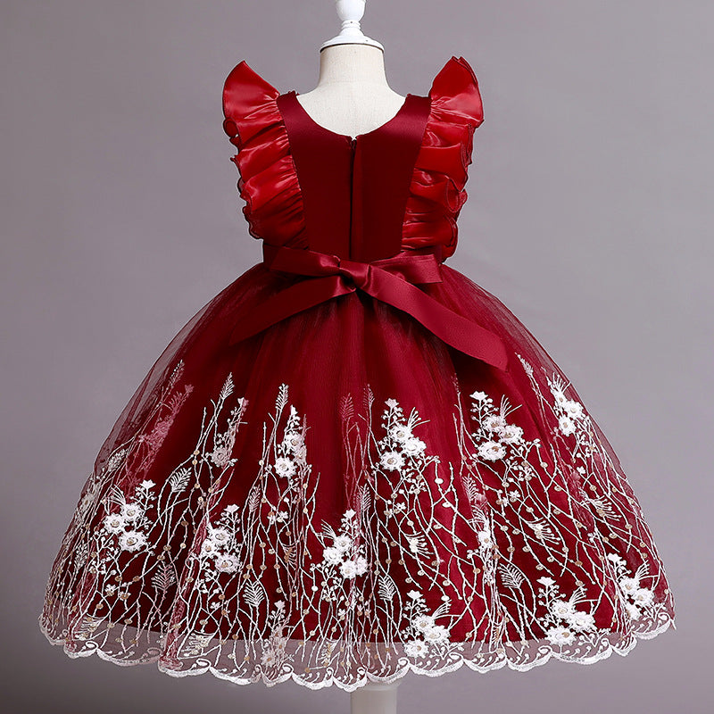 Embroidered Princess Dress with Small Flowers
