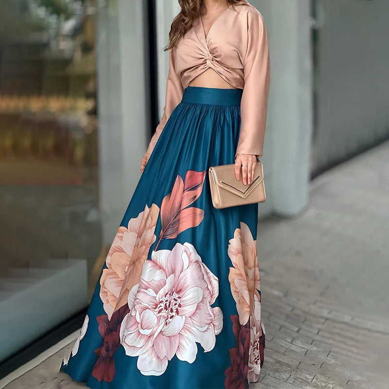 Printed Shirt and Elegant Long Skirt Set