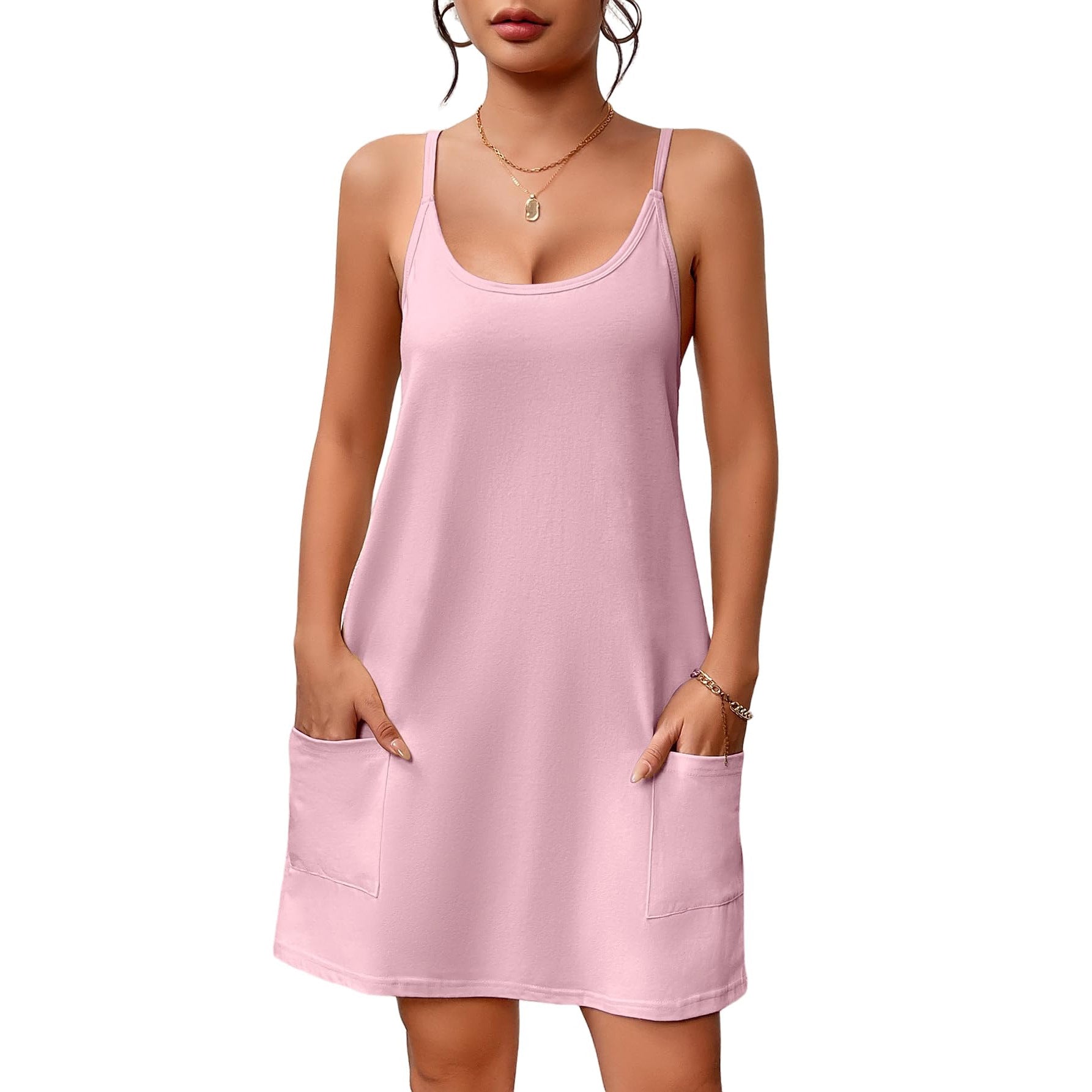 Camisón de estar con tirantes finos y bolsillo