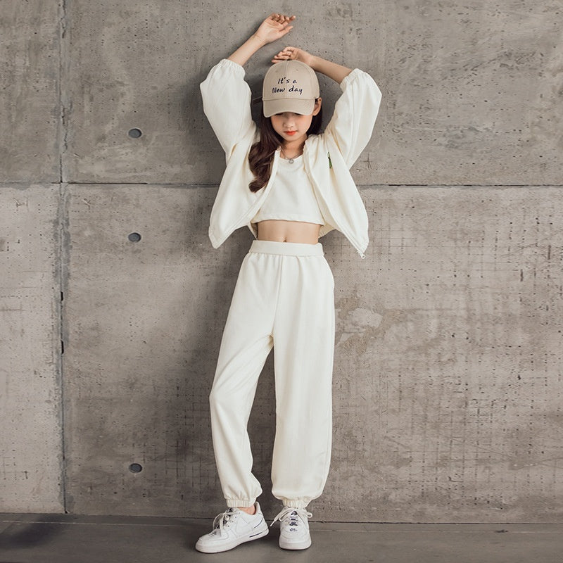 Girls’ Korean-Style Three-Piece Sportswear Set