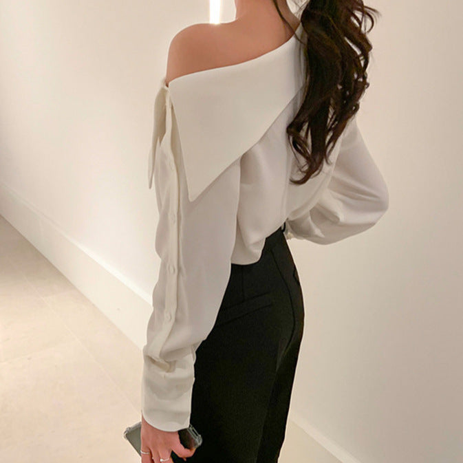 Elegant Off-Shoulder Button-Down Shirt for Women