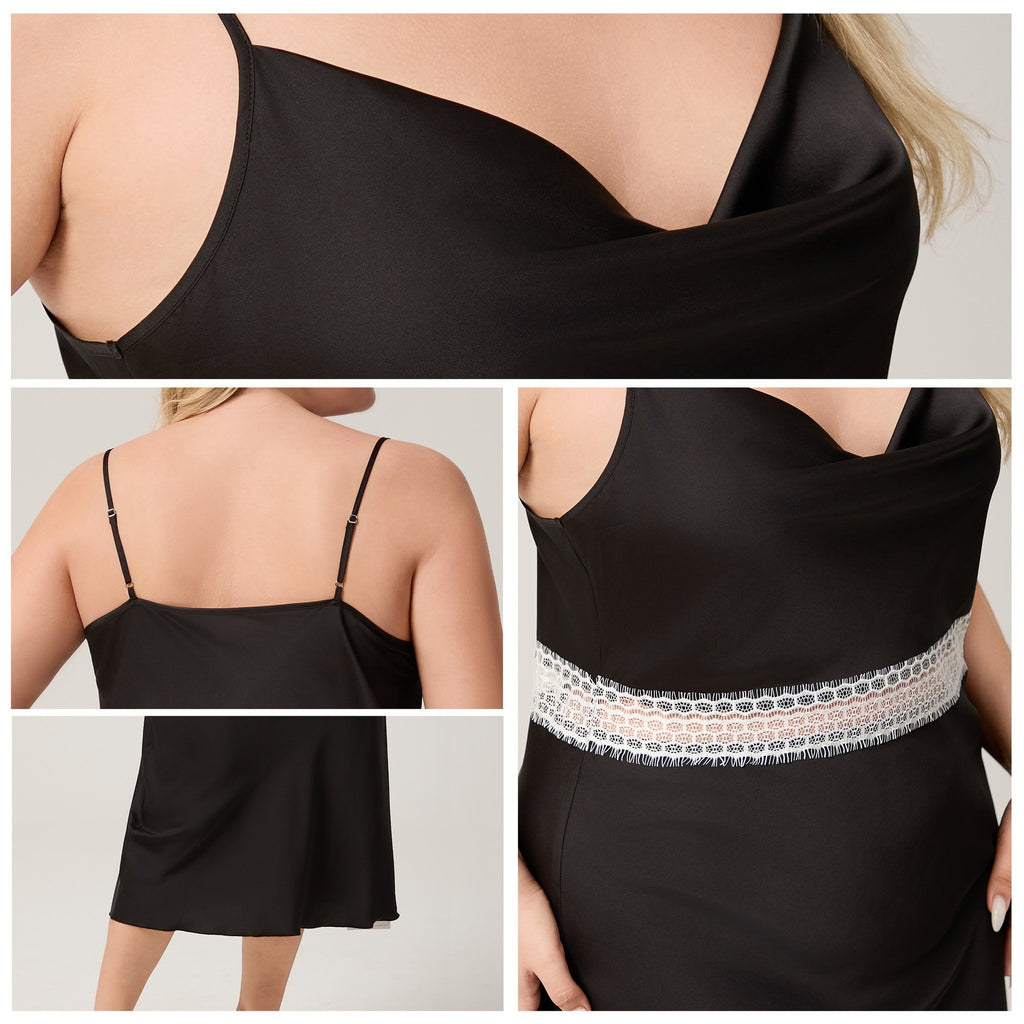 Camisón de satén talla grande con tirantes finos