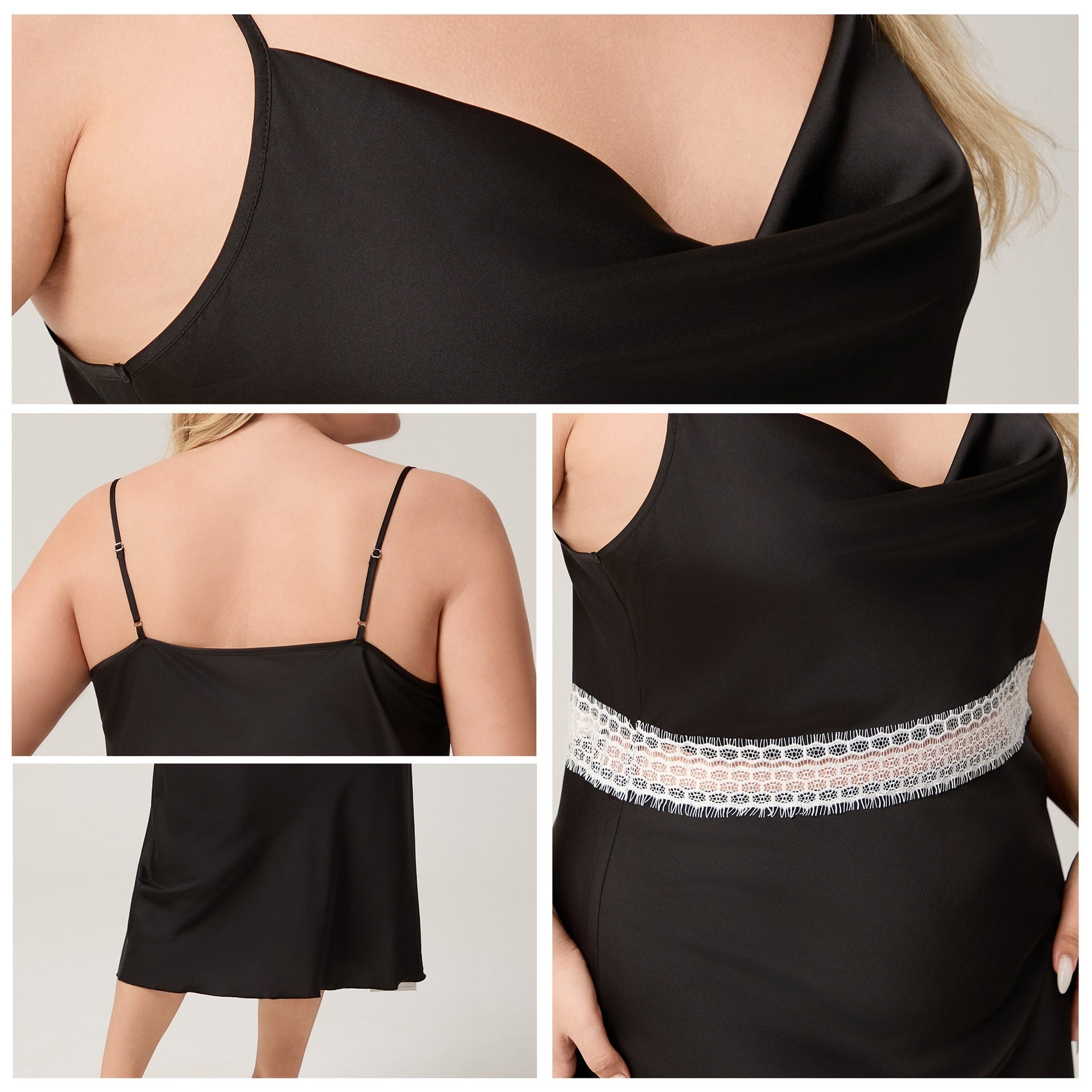 Camisón de satén talla grande con tirantes finos